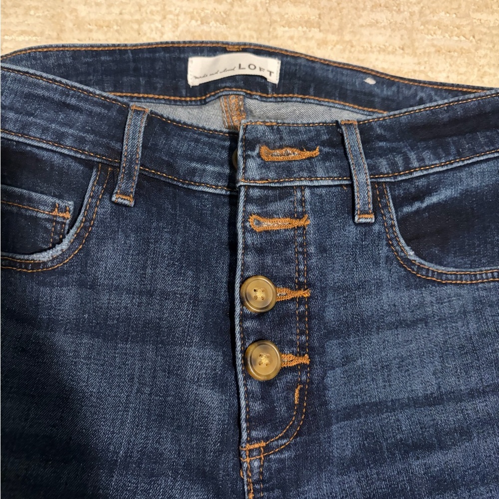 LOFT High Rise Dark Blue Jeans